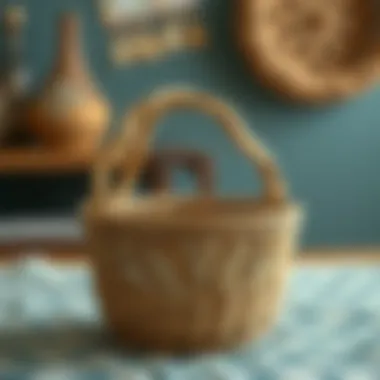 Elegant sewing basket showcasing intricate design.