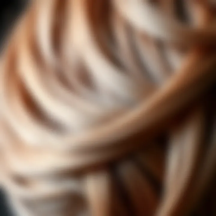 Close-up of innovative synthetic wig fibers showcasing their texture and shine.