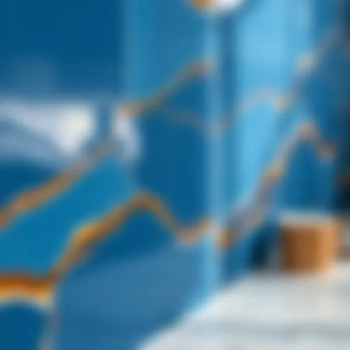 Close-up view of solid color peel and stick backsplash texture