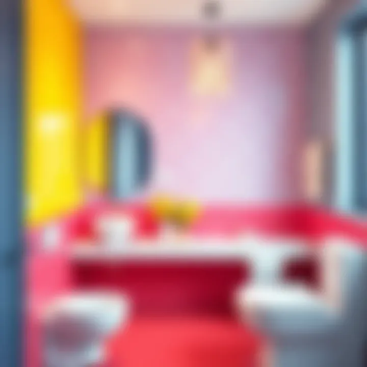 Vibrant solid color peel and stick backsplash in a stylish bathroom