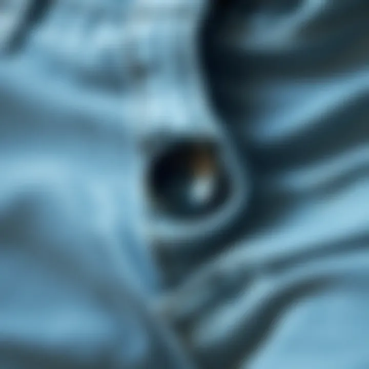 Close-up of the unique button front design