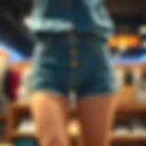 Stylish button front jean shorts on display