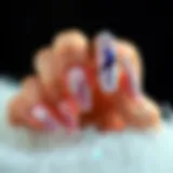 Vibrant glitter acrylic nails showcasing artistic designs