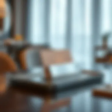 Modern metallic card holder on a dining table