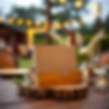 Wooden rustic card holder at an outdoor event