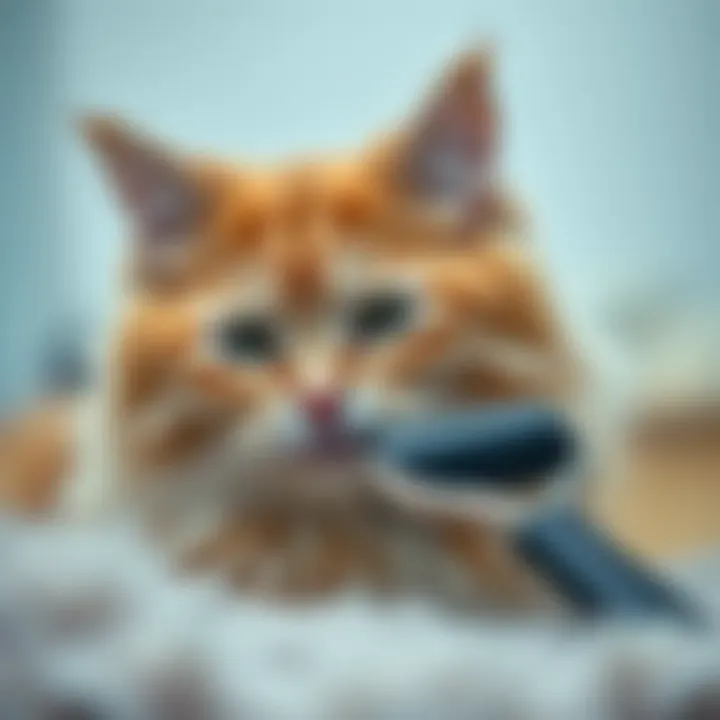 Cat fur roller cleaning brush in action