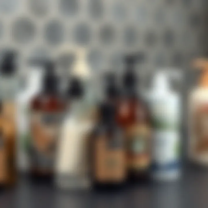 Aesthetic arrangement of various refillable soap bottles showcasing different designs