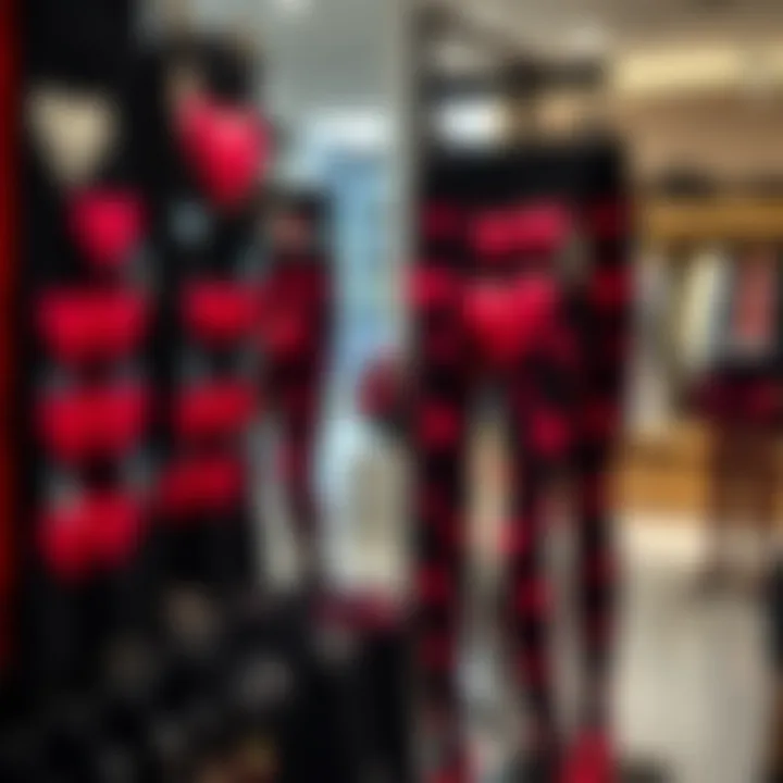 A collection of heart butt leggings displayed in a boutique, highlighting market trends