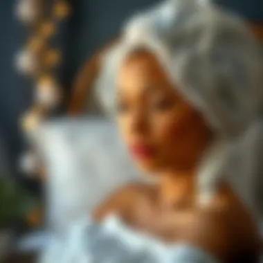 Silk bonnet being worn during nighttime routine