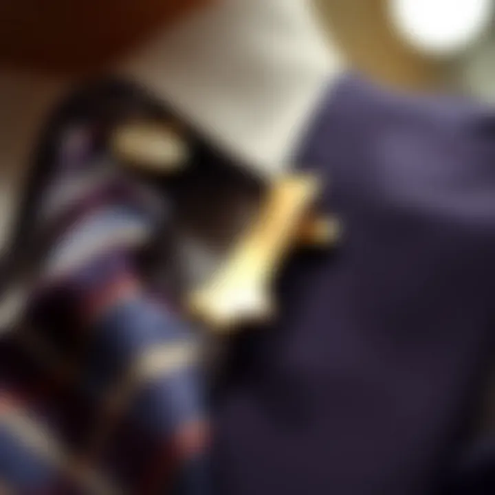 Close-up of a tie clip in a sophisticated setting