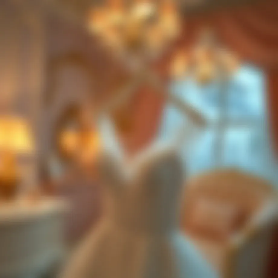 Elegantly designed Mrs. Hanger showcasing bridal gown