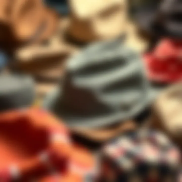 Material Variety in Preppy Hat Design An array of materials used for crafting preppy hats