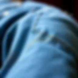 Detailed view of whisker pattern on jeans showcasing texture and design