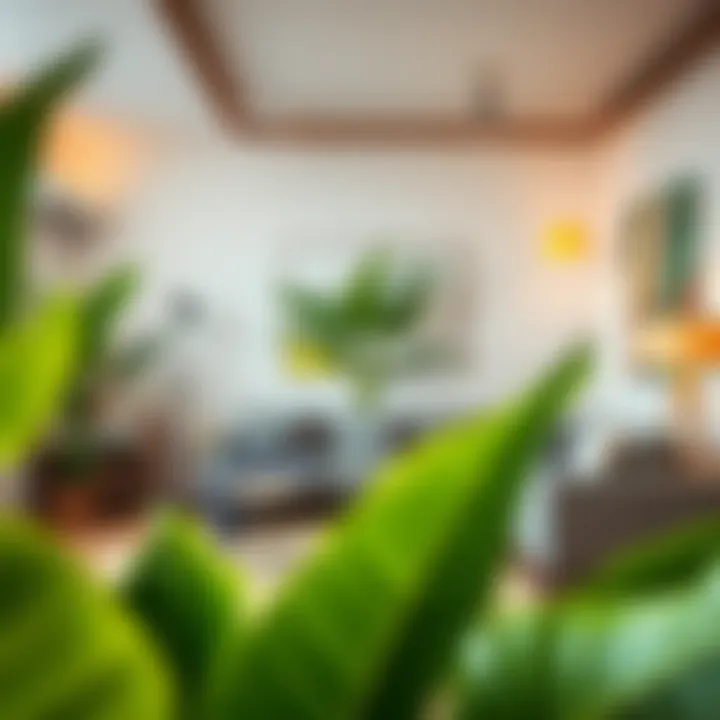 Transforming Spaces with Artificial Banana Leaves Vibrant artificial banana leaves in a modern living room setting