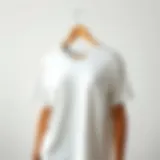 A classic white t-shirt draped elegantly on a minimalist background