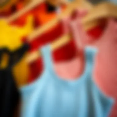 Variety of Colors and Textures Different colors and textures of cropped ribbed knit tank tops displayed