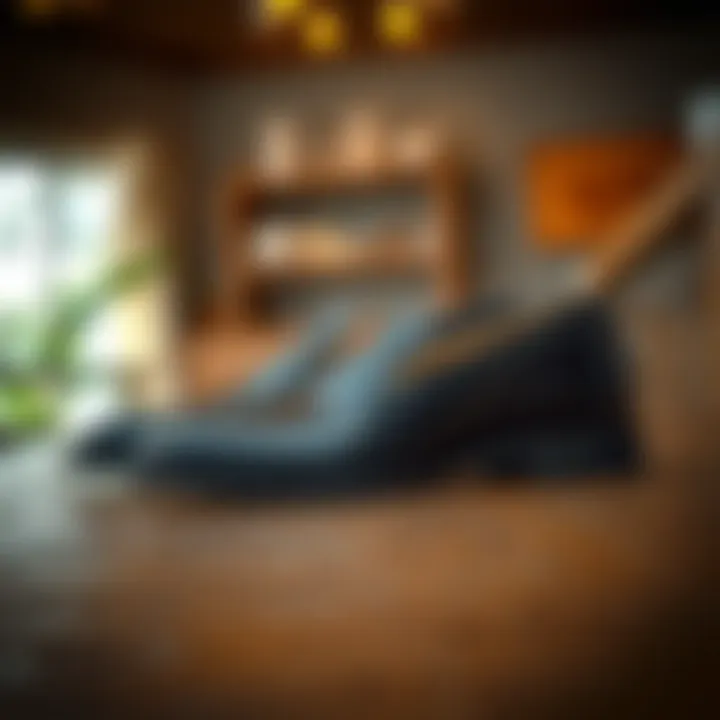 Elegant loafers on a stylish wooden surface