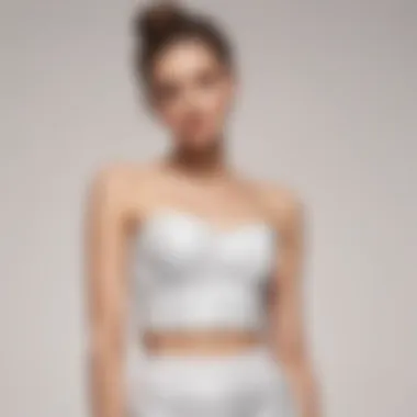 Elegant display of a white sequin tube top against a soft background.