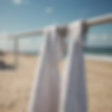 A demonstration of towel clips effectively keeping towels in place on a windy day