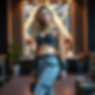 Garter Belt Leg Harness in Contemporary Fashion A person wearing a fashionable garter belt leg harness with a stylish outfit in a modern setting