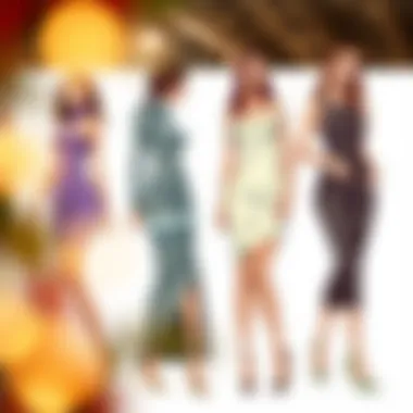 Illustration showing various body types in bodycon dresses