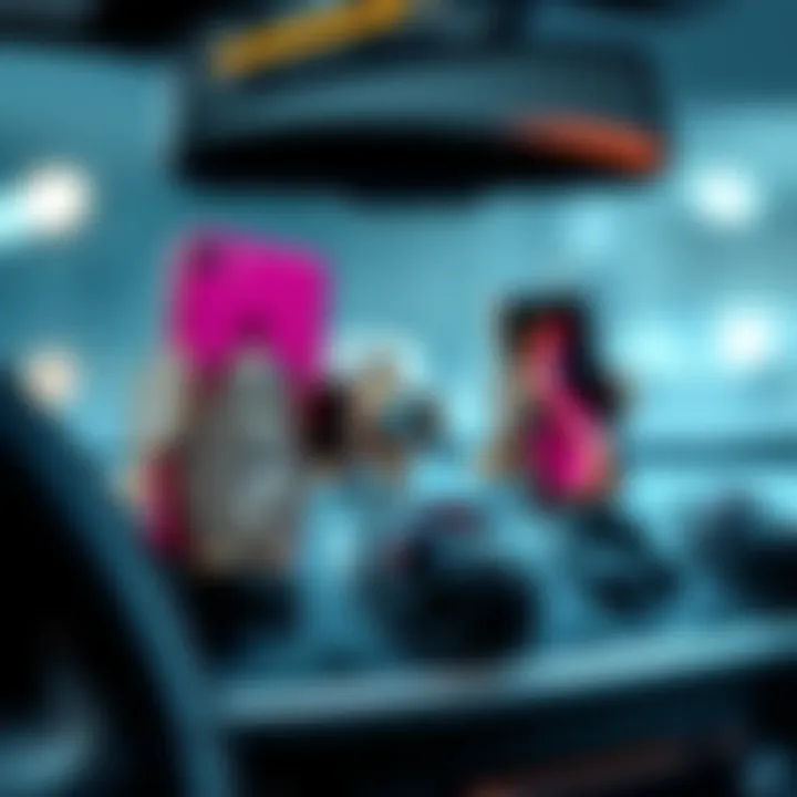 Different types of bling phone holders displayed