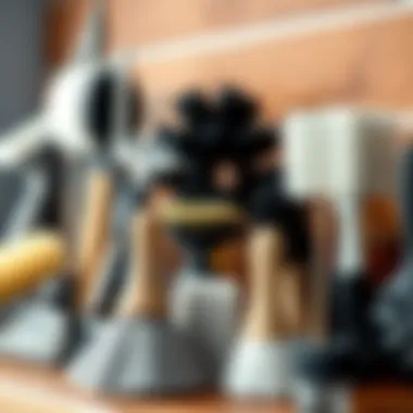 A variety of lint vent trap cleaning tools displayed