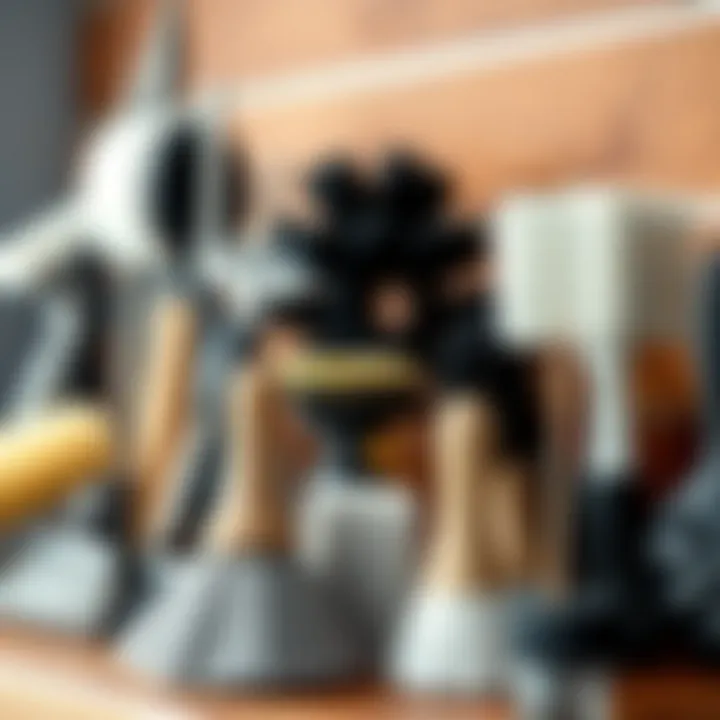 A variety of lint vent trap cleaning tools displayed