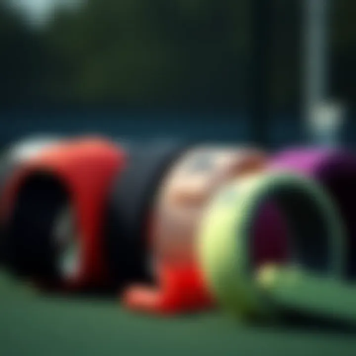 Different styles of tennis sweat bands displayed together