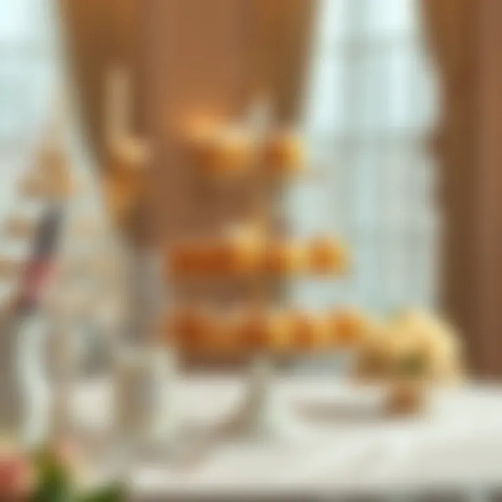 Wedding Setup Featuring a Chic White and Gold Cupcake Stand Stylish white and gold cupcake stand set up for a wedding